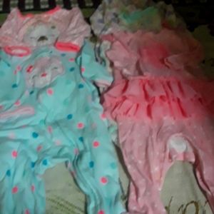 Set of five baby girl one piece sleepers